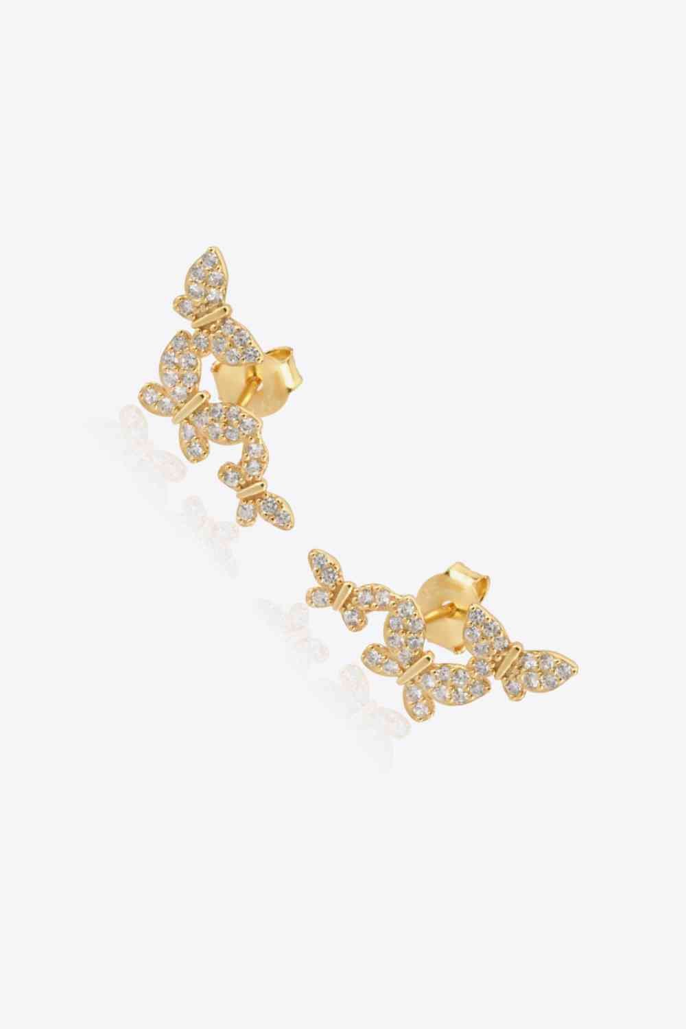 Zircon Butterfly 925 Sterling Silver or 18K Gold-Plated Earrings