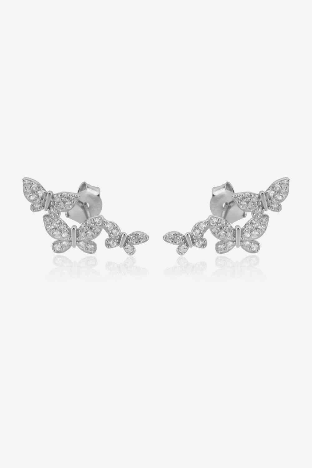 Zircon Butterfly 925 Sterling Silver or 18K Gold-Plated Earrings