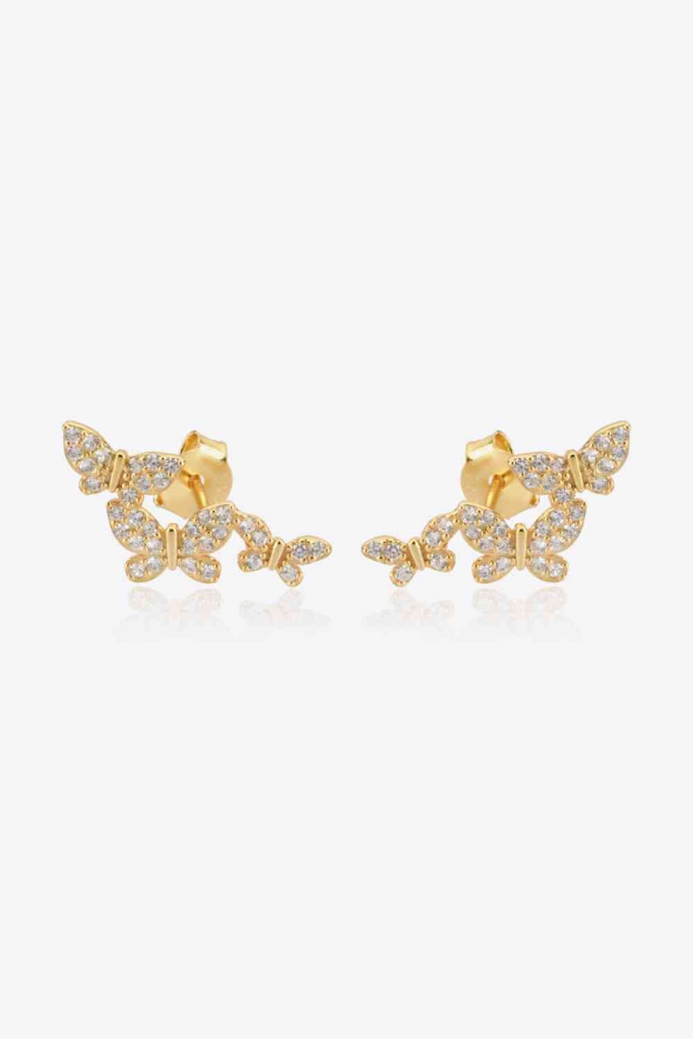 Zircon Butterfly 925 Sterling Silver or 18K Gold-Plated Earrings