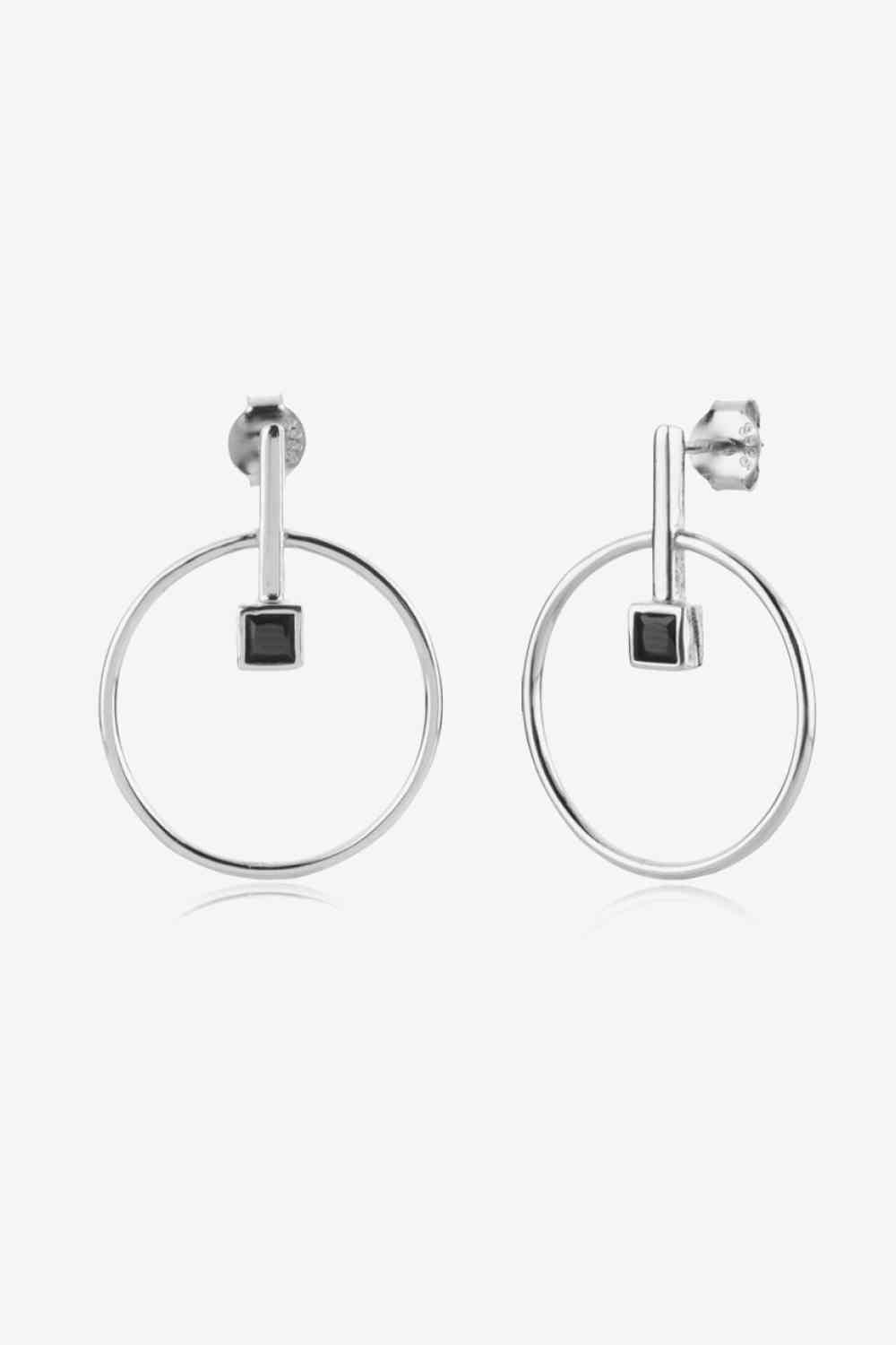 Zircon Decor 925 Sterling Silver or 18K Gold-Plated Hoop Earrings