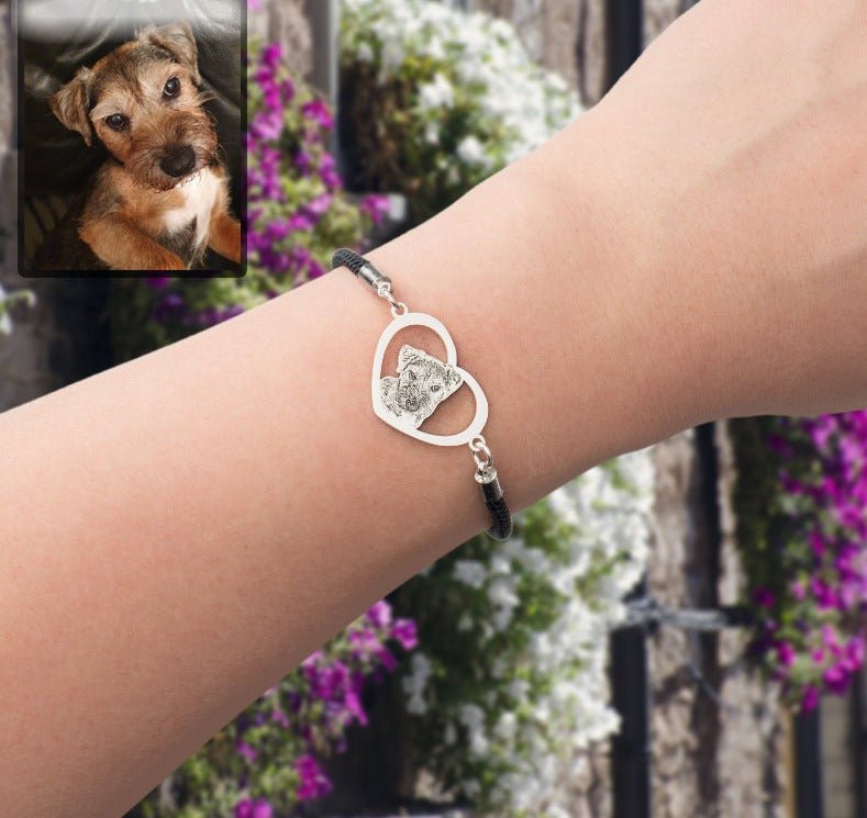 Adjustable Silhouette Halo-Heart Life-Like Dog Bracelet