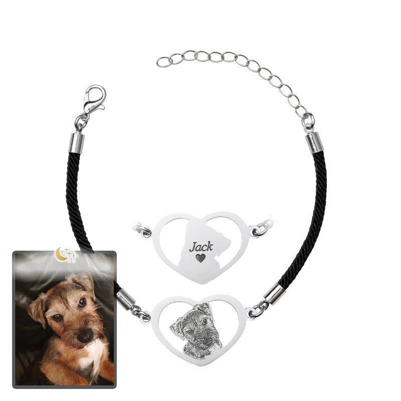 Adjustable Silhouette Halo-Heart Life-Like Dog Bracelet