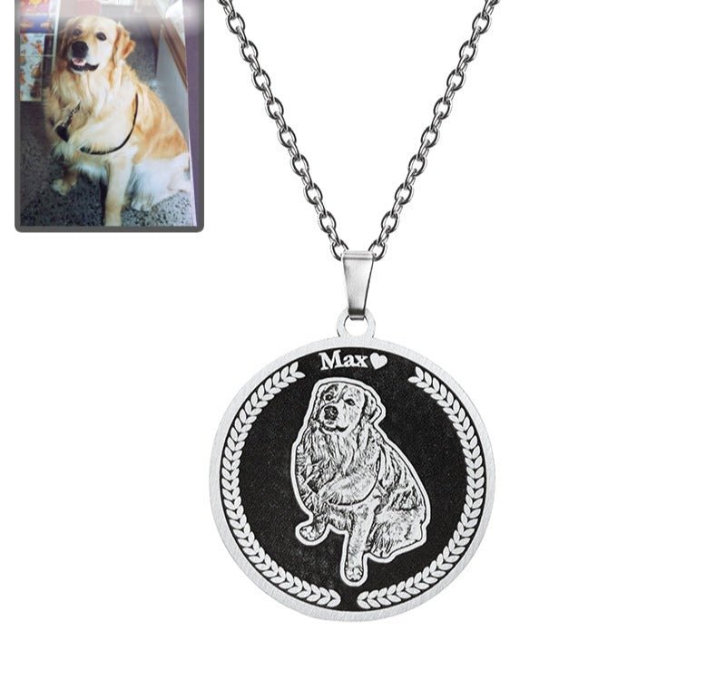 Embossed Medallion Dog Memorial Necklace