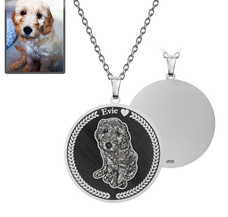 Embossed Medallion Dog Memorial Necklace