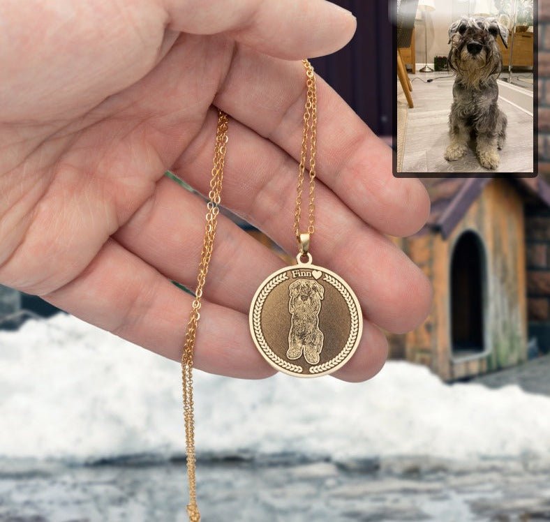 Embossed Medallion Dog Memorial Necklace