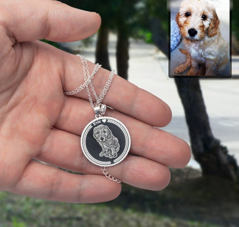 Embossed Medallion Dog Memorial Necklace