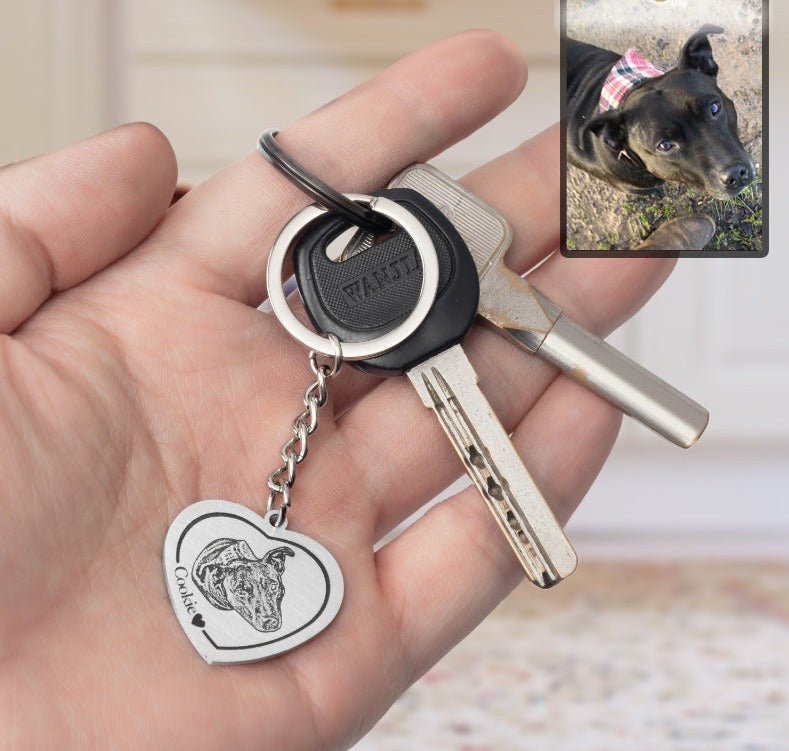 Heart Dog Memorial Keychain
