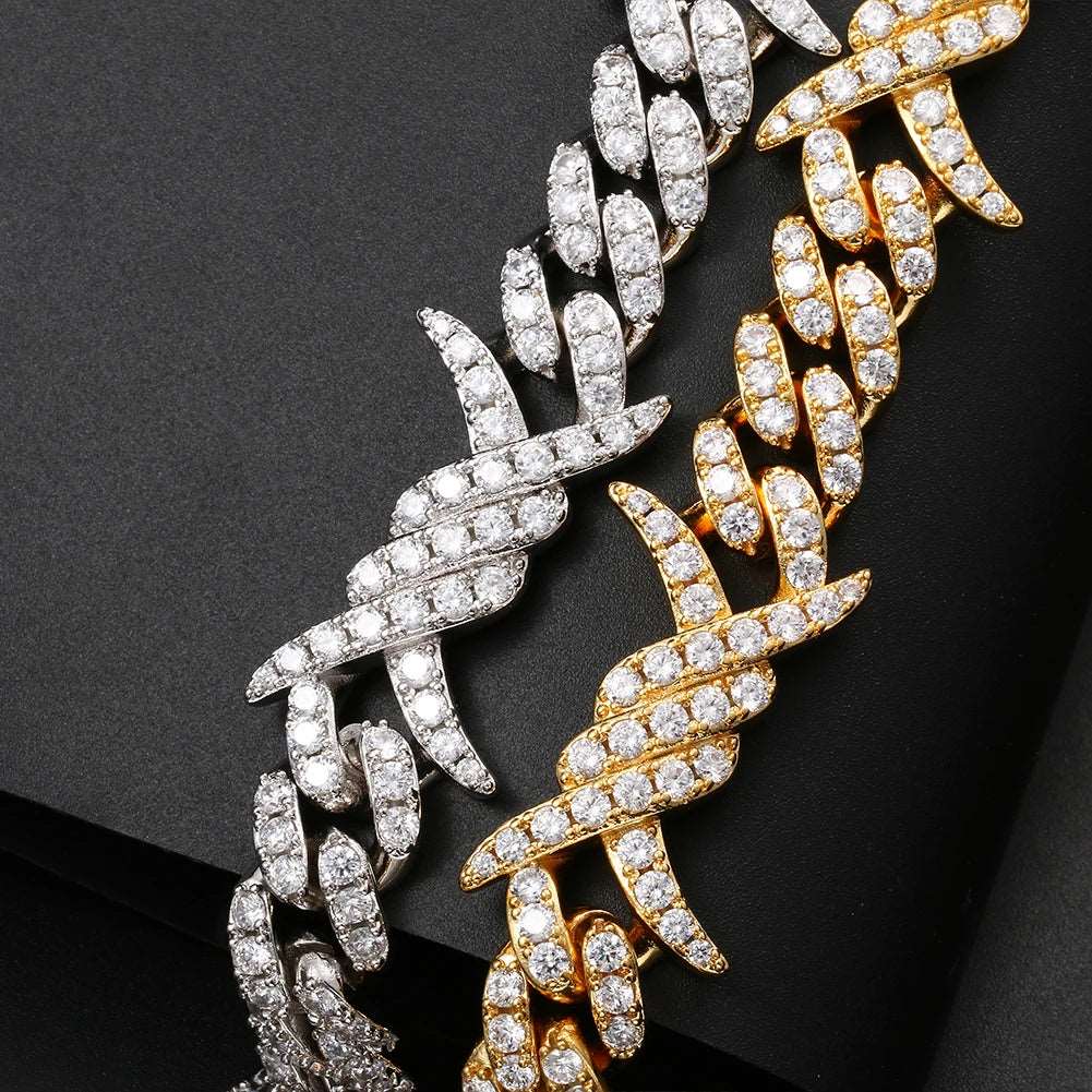 12mm CZ Barbed Cuban Link Chain