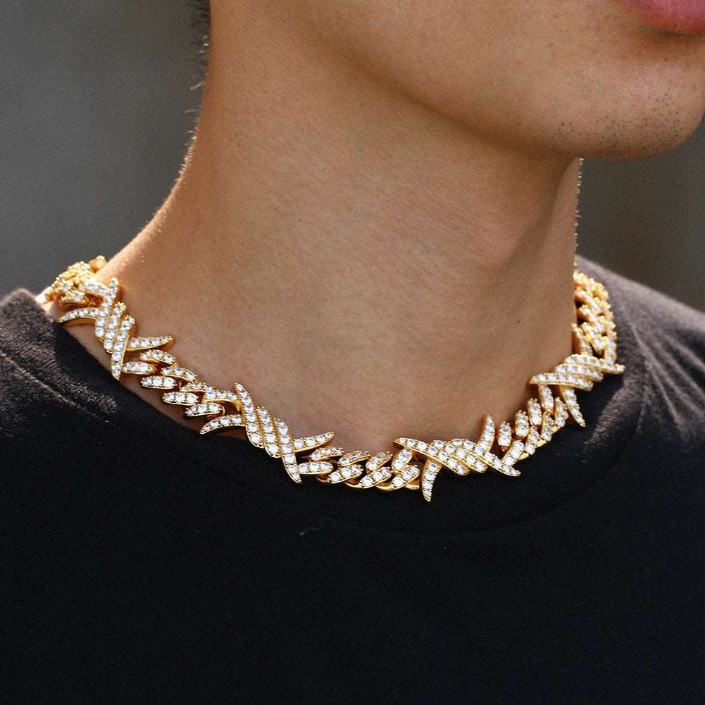 12mm CZ Barbed Cuban Link Chain