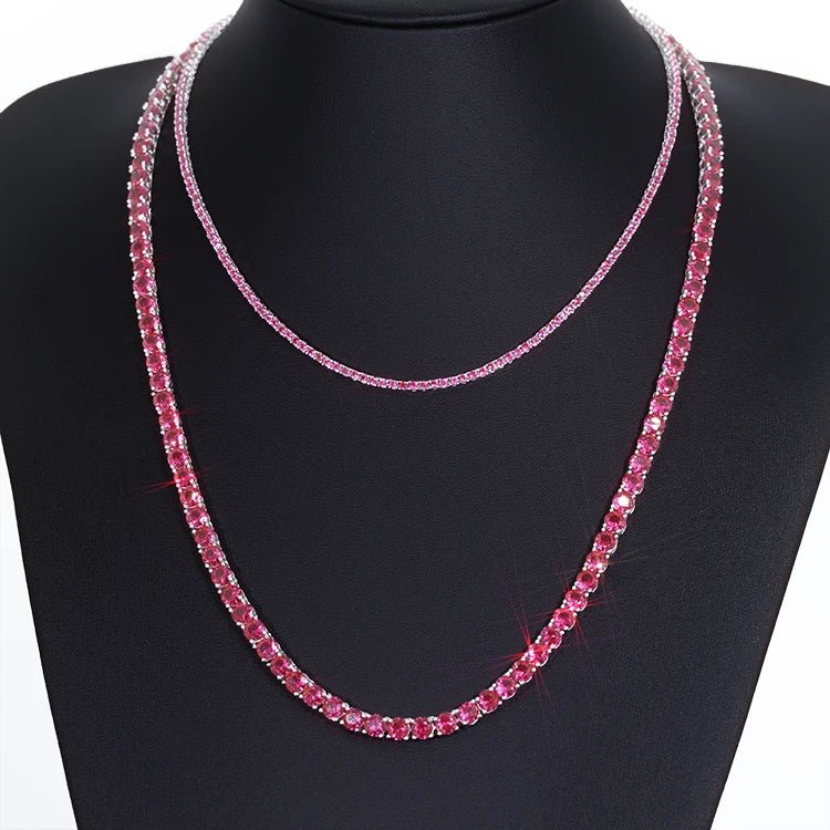 3mm/4mm/5mm Red Corundum Tennis Chain and Bracelet