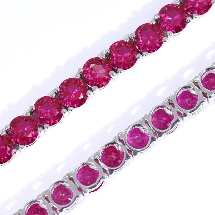 3mm/4mm/5mm Red Corundum Tennis Chain and Bracelet