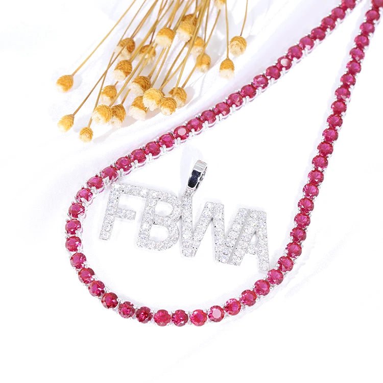 3mm/4mm/5mm Red Corundum Tennis Chain and Bracelet