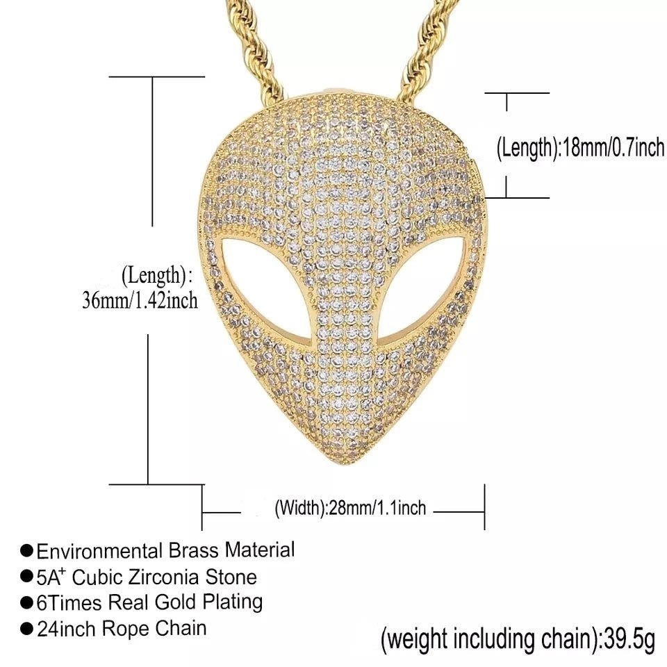 CZ Alien Pendant with Necklace