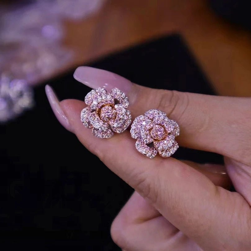 CZ Pink Rose Jewelry Set
