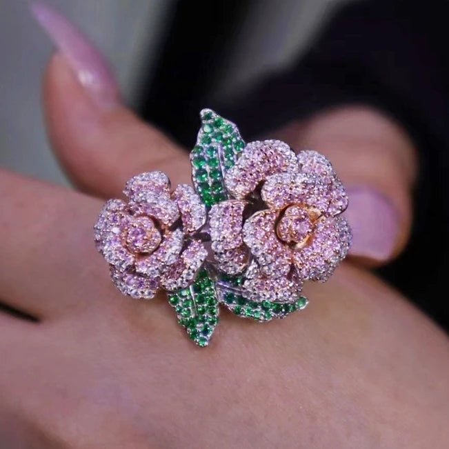 CZ Pink Rose Jewelry Set