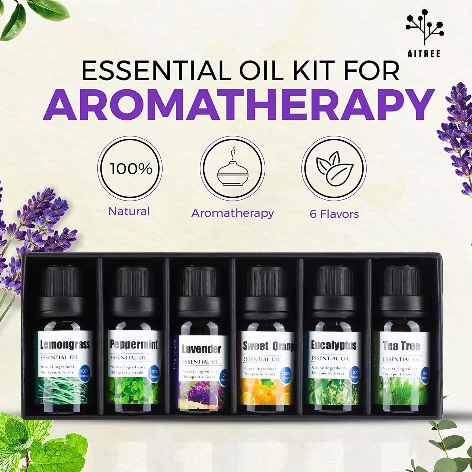 6-Piece Gift Set: Pure Essential Oils with Natural Plant Aromas