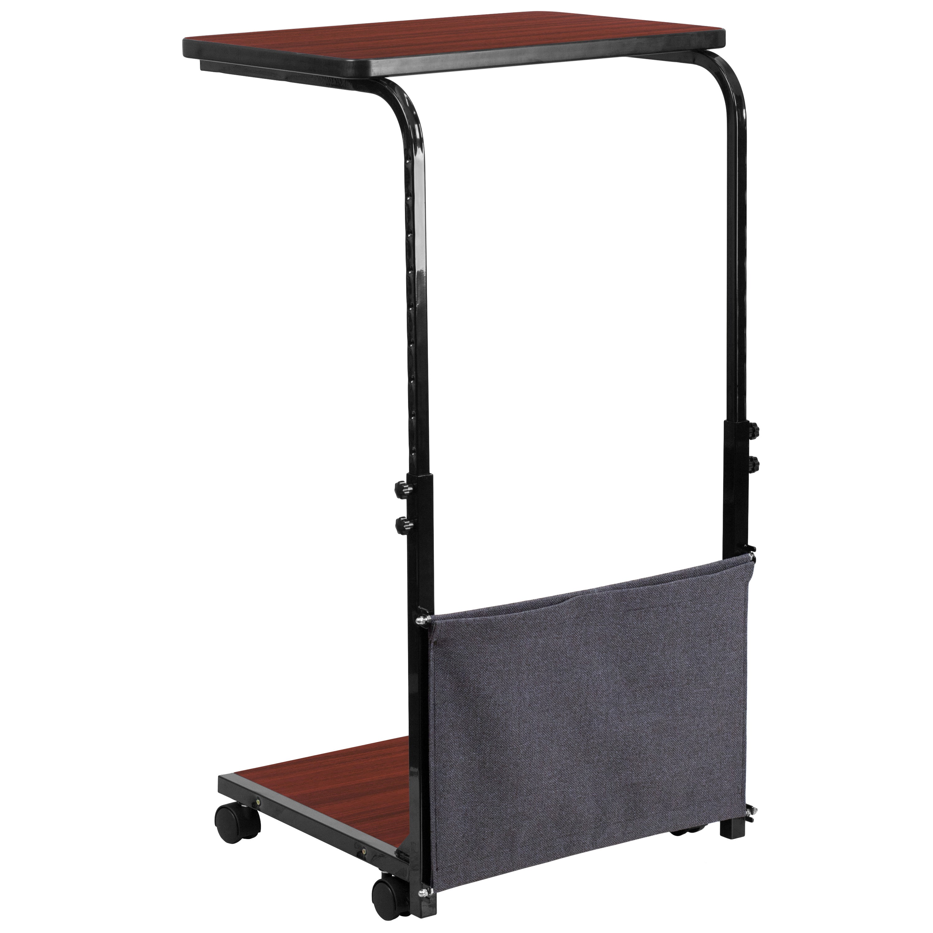 Mobile Sit-Down, Stand-Up Computer Ergonomic Desk with Removable Pouch (Adjustable Range 27' - 46.5')