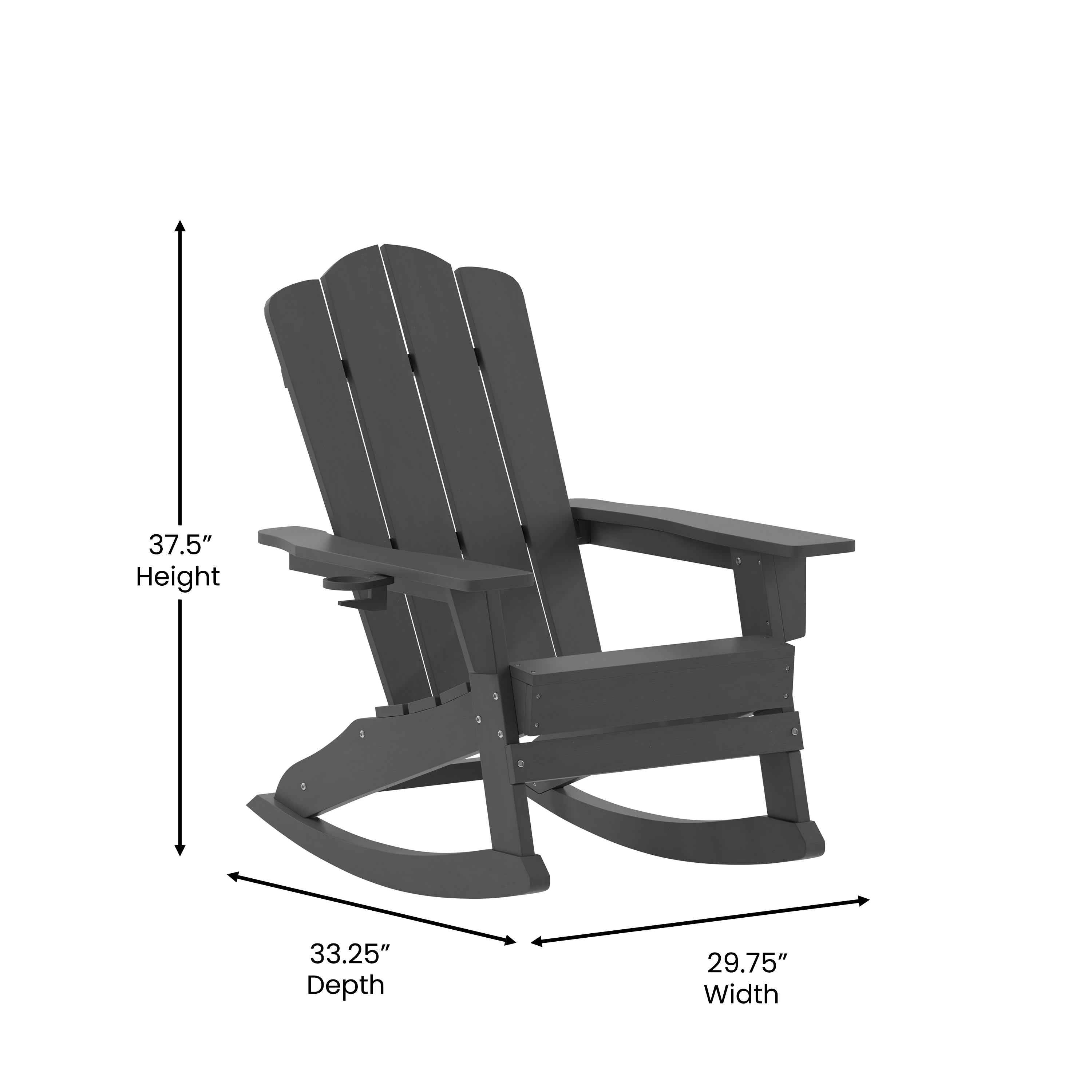 Newport HDPE Adirondack Chair with Cup Holder and Pull Out Ottoman, All-Weather HDPE Indoor/Outdoor Chair