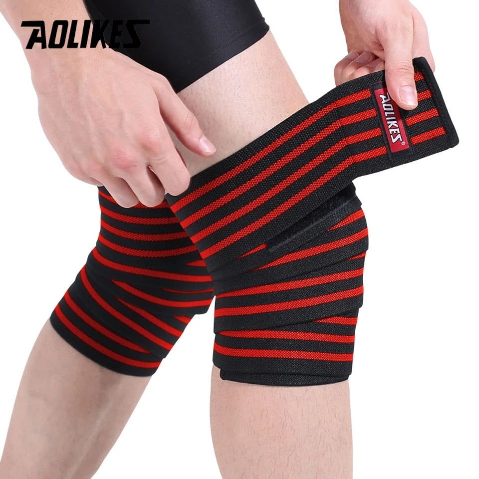 AOLIKES 1 Pair Knee Wraps Fitness Weight Lifting Sports Knee Bandages Squats Training Equipment Accessories for Gym