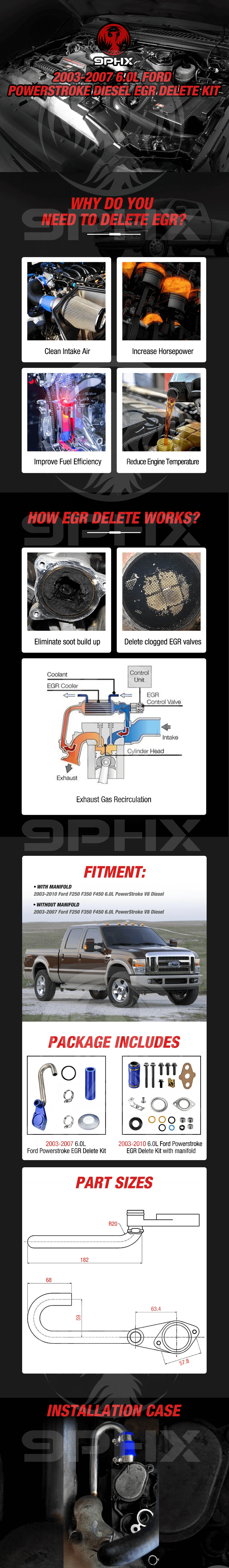 2003-2007 6.0L Powerstroke EGR Delete Kit for Ford F250 F350 F450