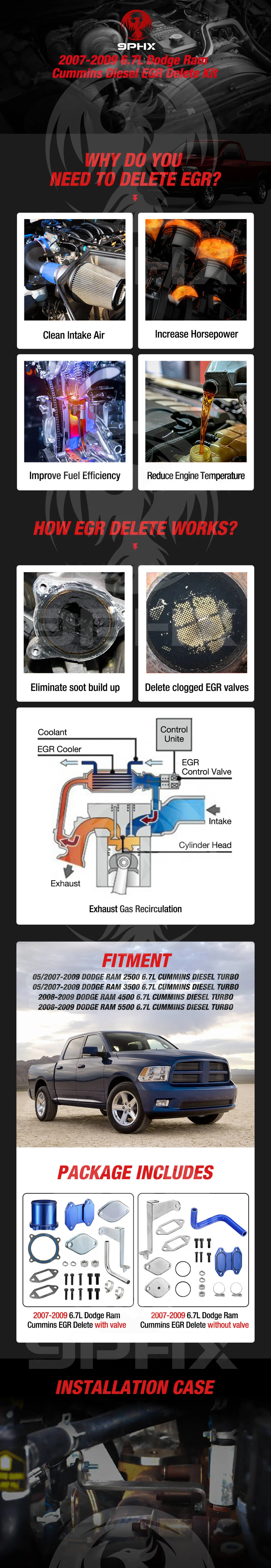 2005-2009 6.7L Cummins EGR Cooler Delete Kit for Dodge Ram 2500 3500 4500 5500
