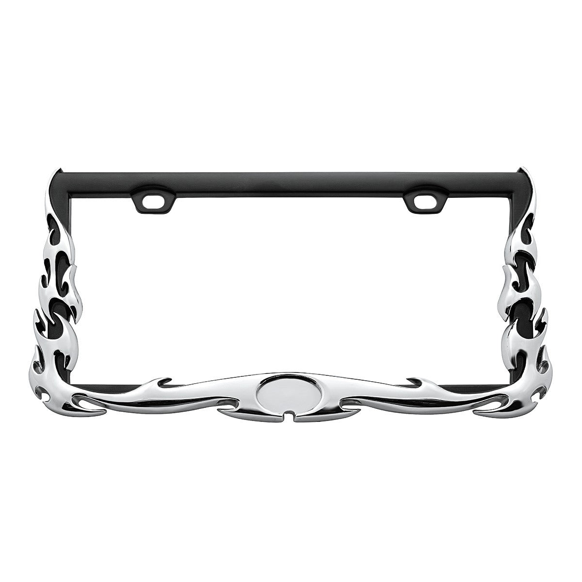 Flame License Plate Frame - Chrome