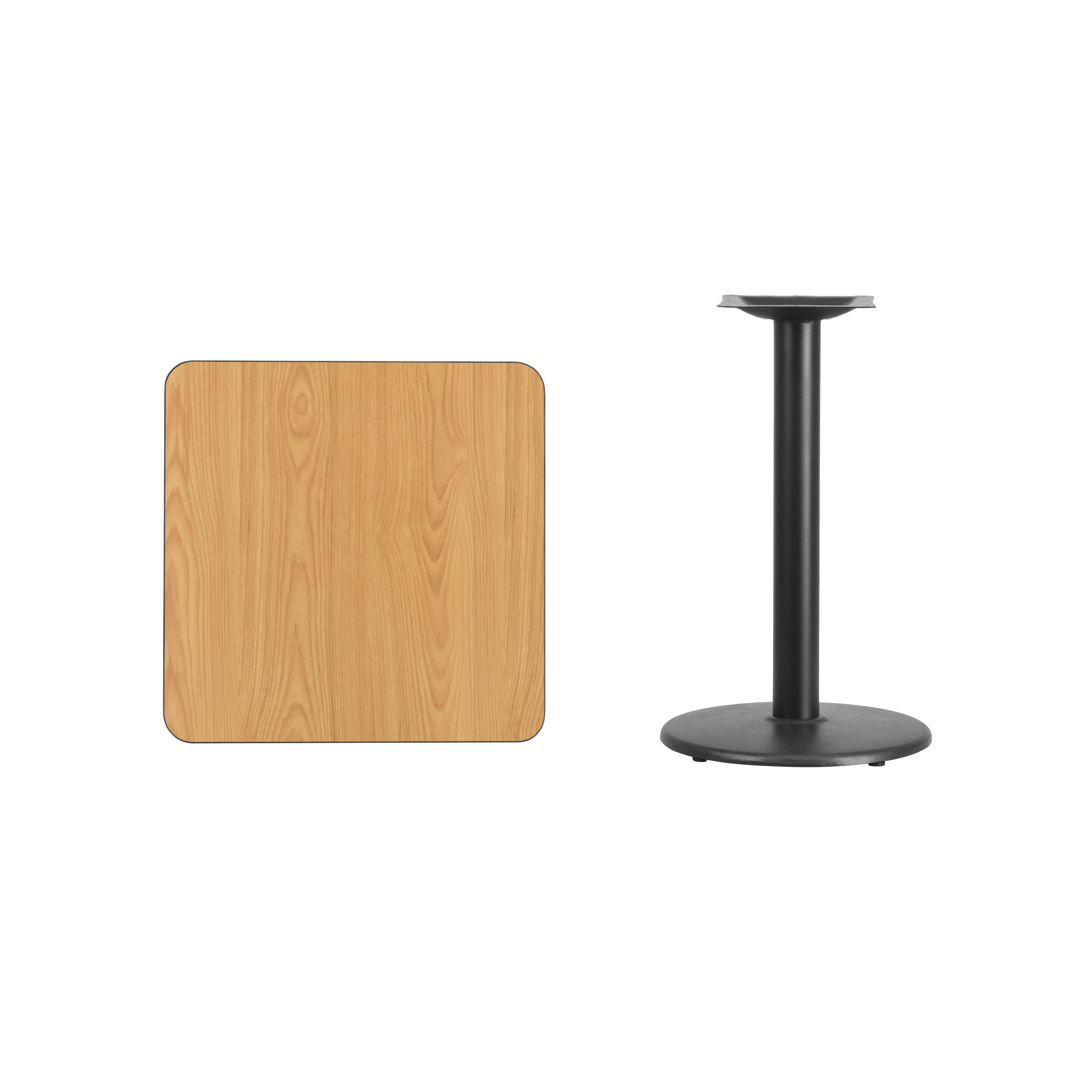 24' Square Laminate Table Top with 18' Round Table Height Base