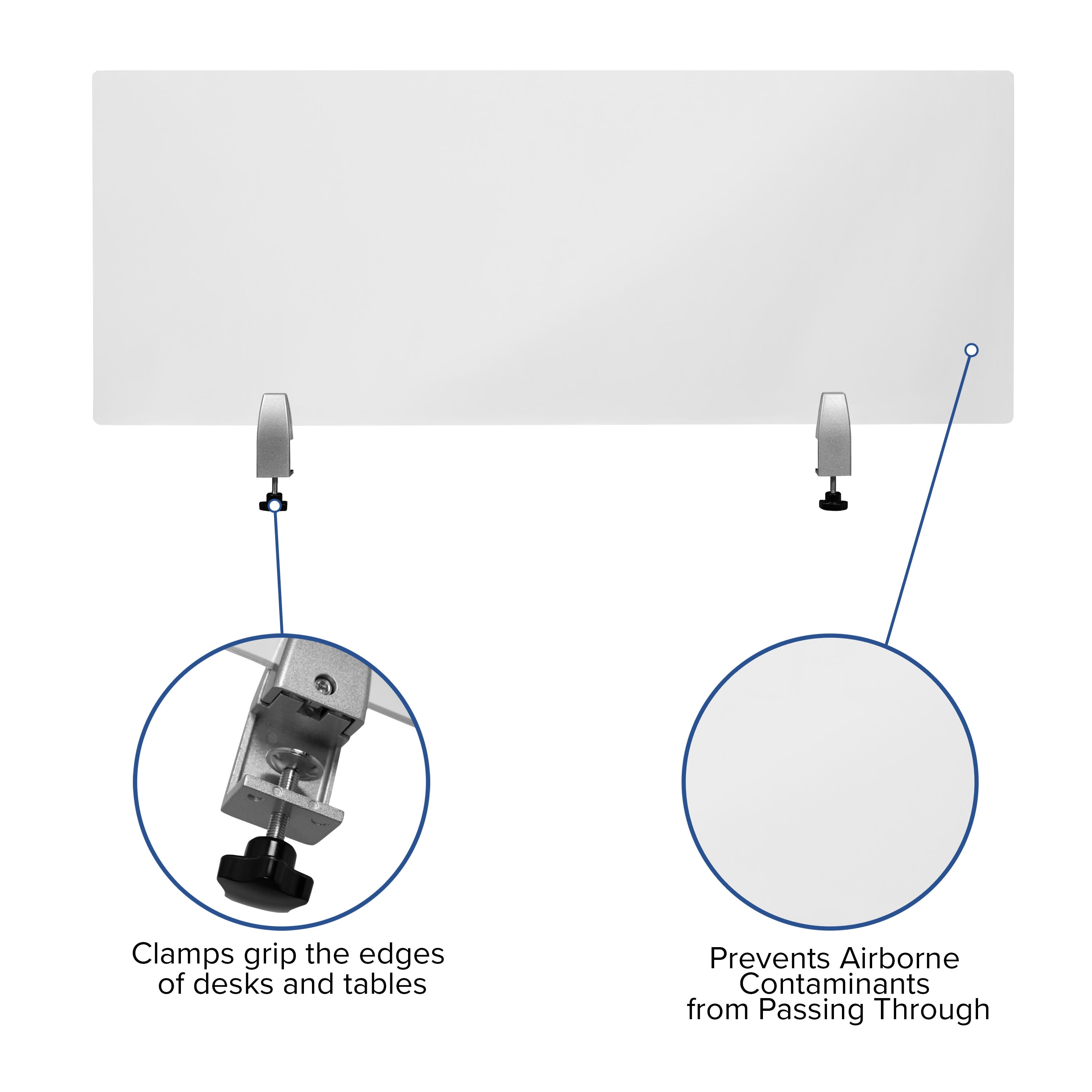 Clear Acrylic Desk Partition (Hardware Included)