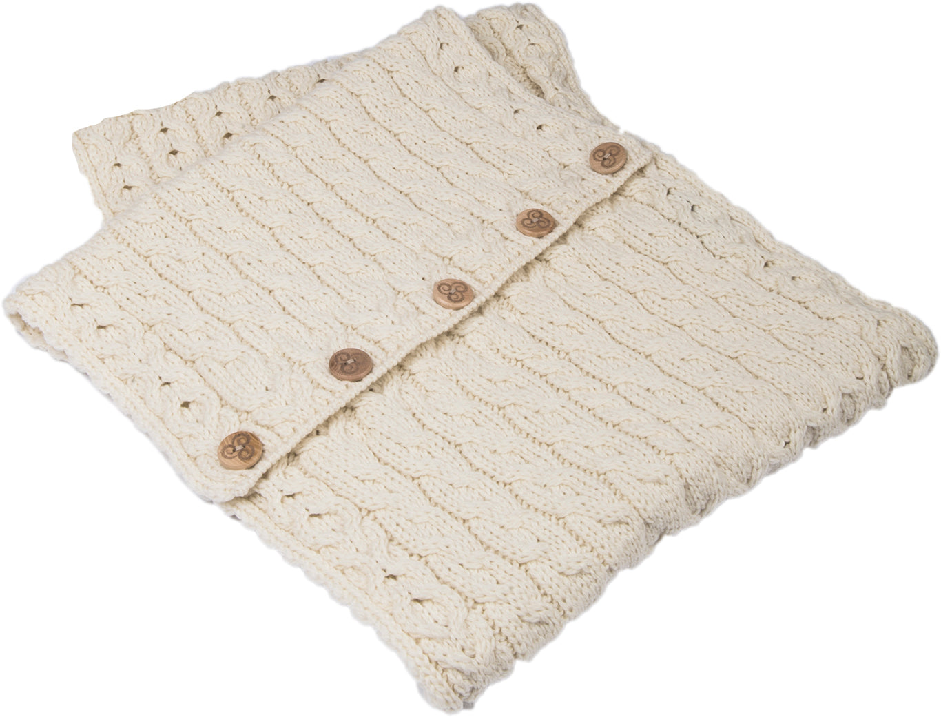 Aran Woollen Mills | Snood Scarf with Buttons | A518-Merino White
