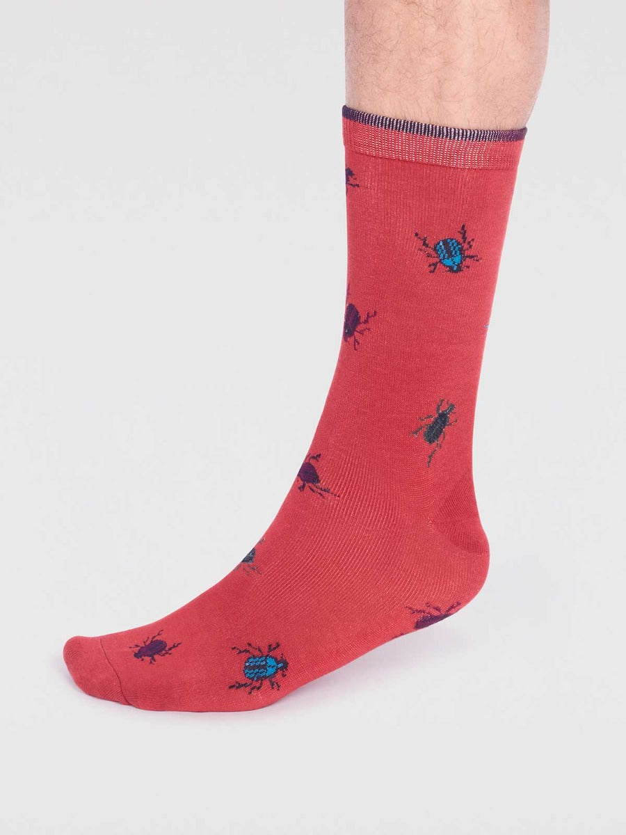 Thought | Brody Bug Socks -  Hibiscus Red