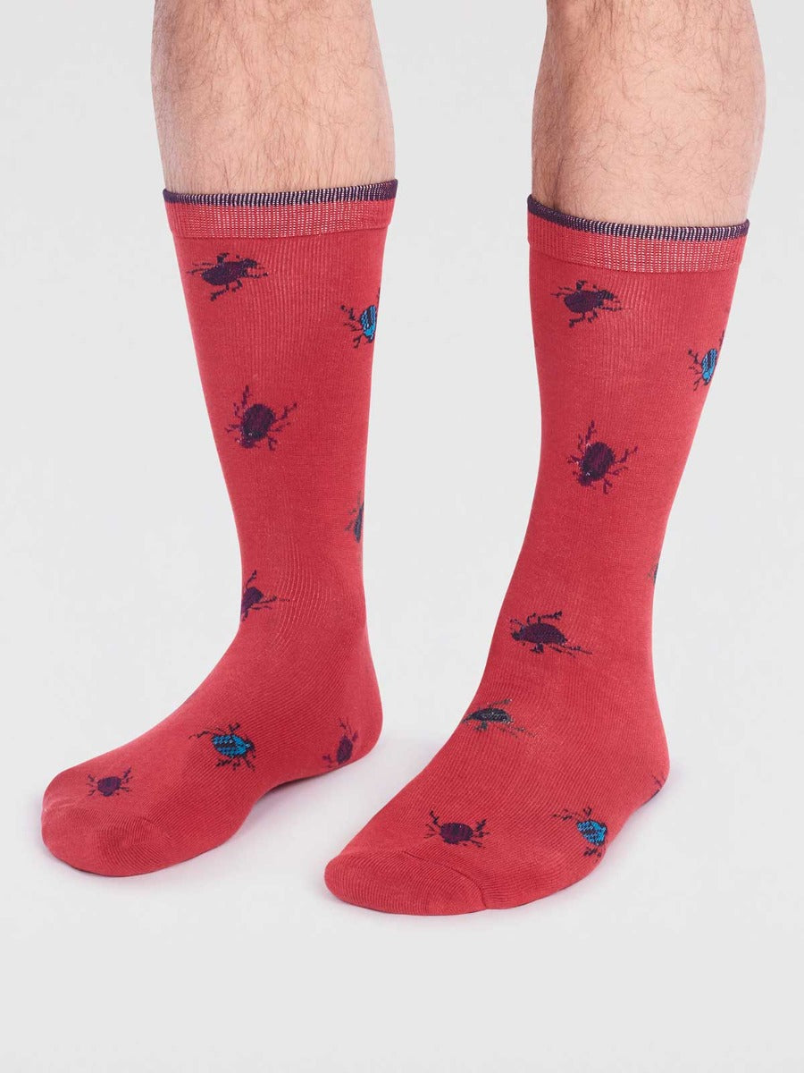 Thought | Brody Bug Socks -  Hibiscus Red