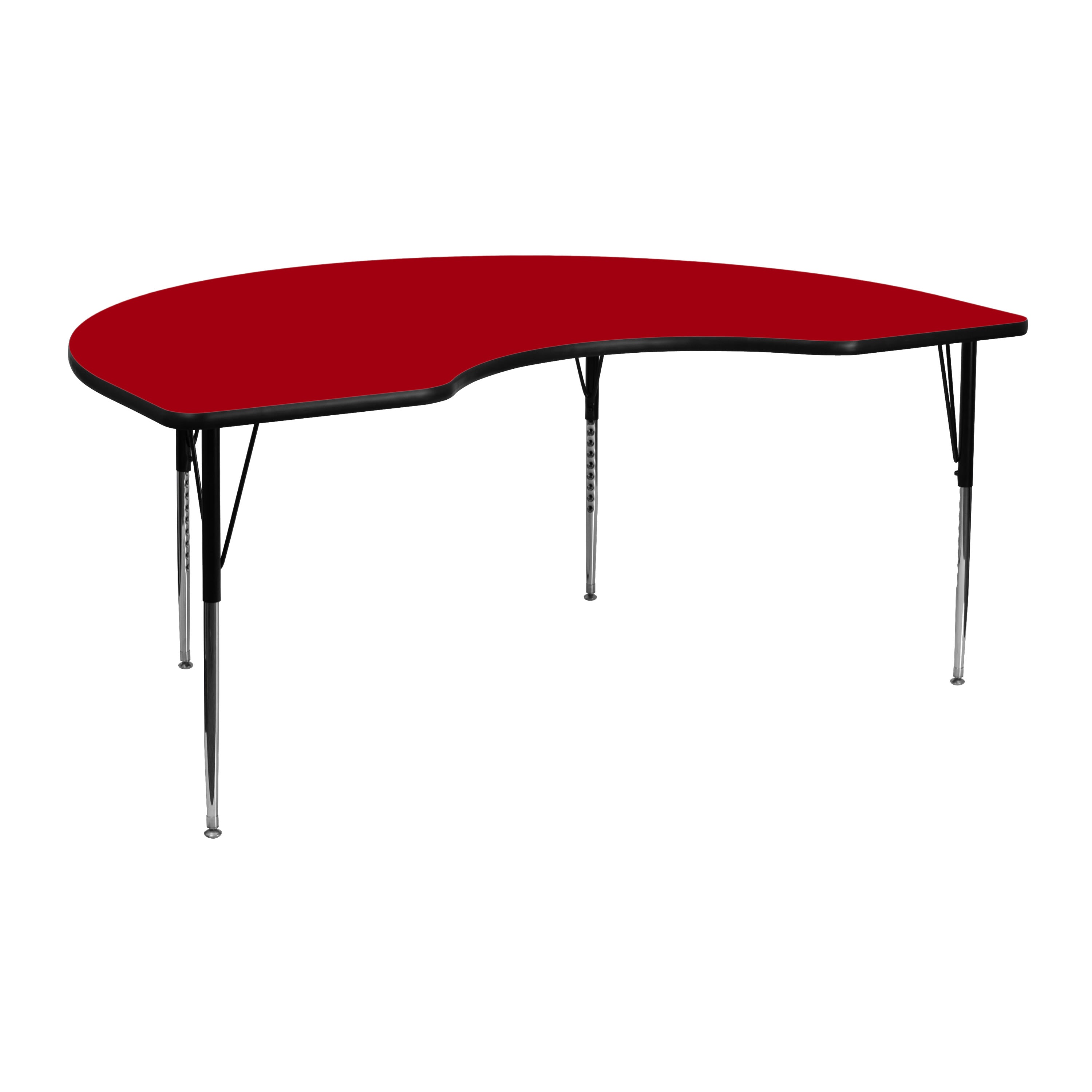48'W x 72'L Kidney Thermal Laminate Activity Table - Standard Height Adjustable Legs