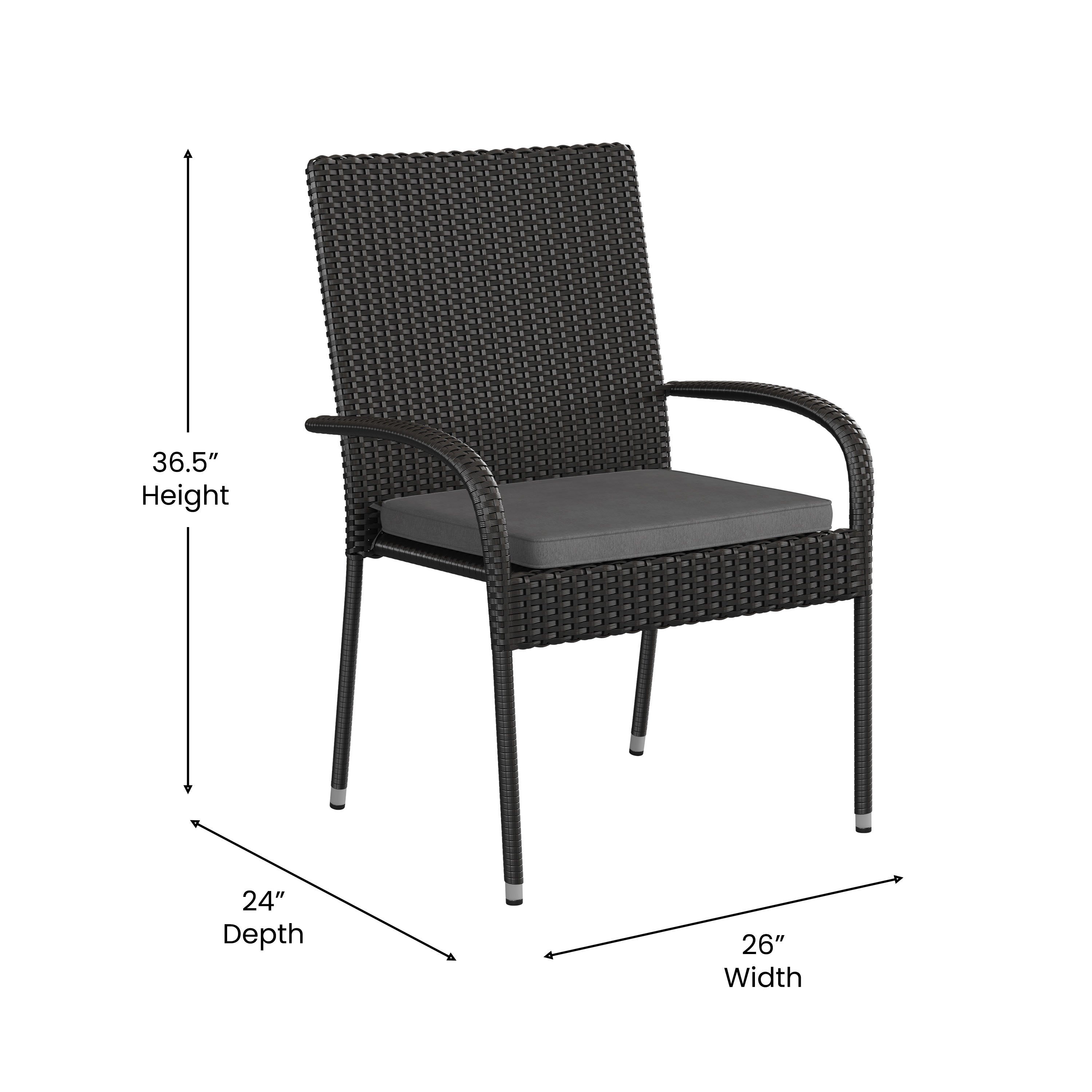 Maxim Set of 2 Stackable Indoor/Outdoor Wicker Dining Chairs with 1.25