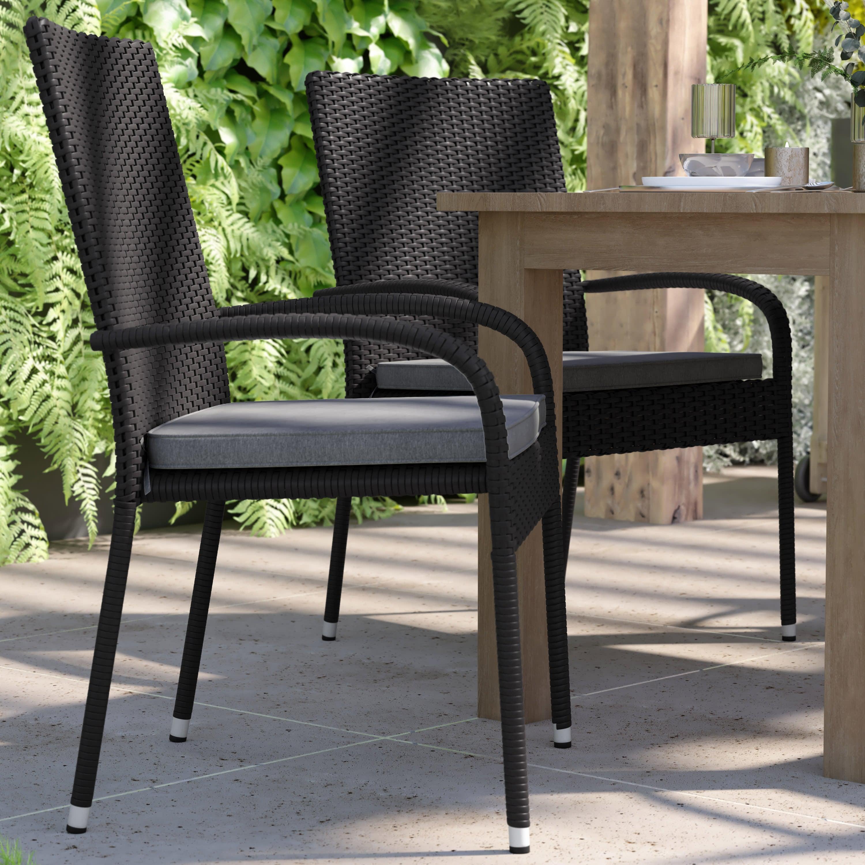 Maxim Set of 2 Stackable Indoor/Outdoor Wicker Dining Chairs with 1.25