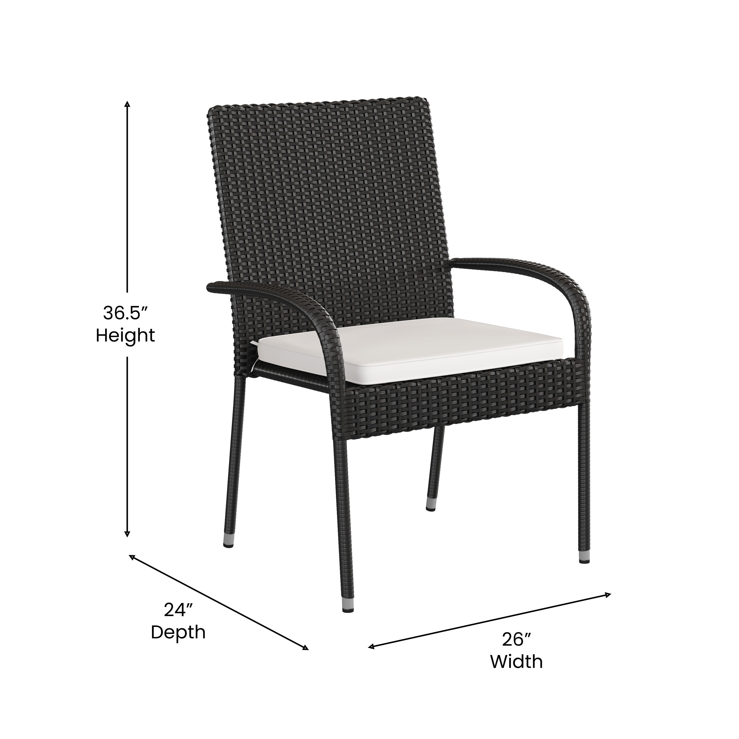 Maxim Set of 2 Stackable Indoor/Outdoor Wicker Dining Chairs with 1.25