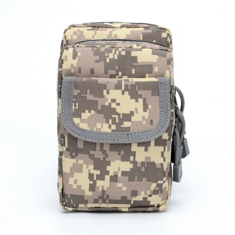 Customized Tactical Wear-Resistant Belt Waist Bag Man Pair Zipper Thick Large Capacity Mobile Phone Bag Camouflage Vertical