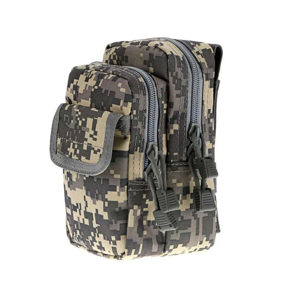 Customized Tactical Wear-Resistant Belt Waist Bag Man Pair Zipper Thick Large Capacity Mobile Phone Bag Camouflage Vertical