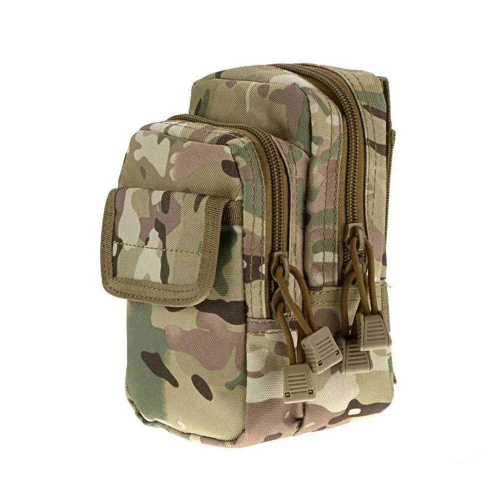 Customized Tactical Wear-Resistant Belt Waist Bag Man Pair Zipper Thick Large Capacity Mobile Phone Bag Camouflage Vertical
