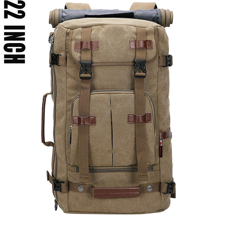 Customizable Large Capacity Canvas Vintage Travel Backpack Large Size Notebook Computer Bag Zipper Hidden Shoulder Strap Convertible Shoulder Bag