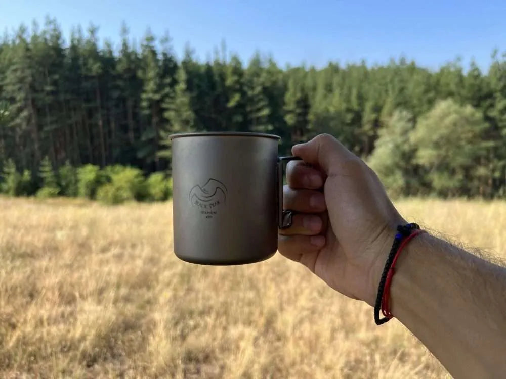 Ultralight titanium mug Black Peak for hiking and expeditions, 420ml