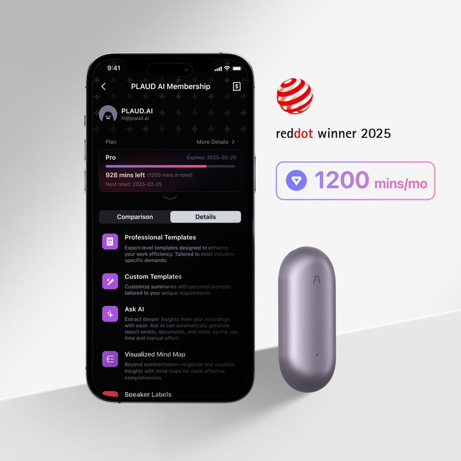 PLAUD NotePin & AI Annual Pro Plan
