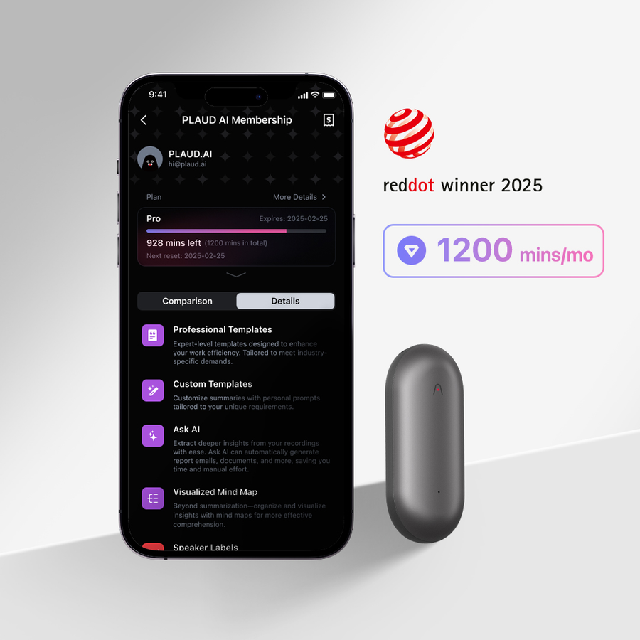 PLAUD NotePin & AI Annual Pro Plan
