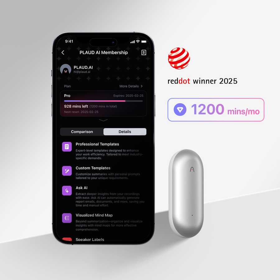 PLAUD NotePin & AI Annual Pro Plan
