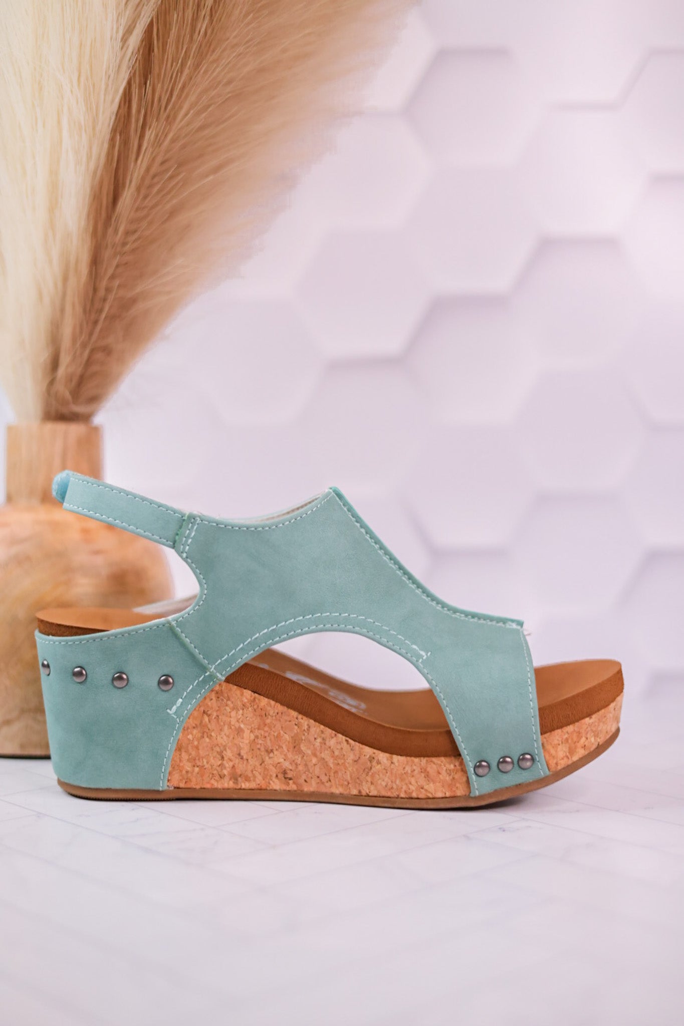 Isabella Turquoise Wedge Sandals