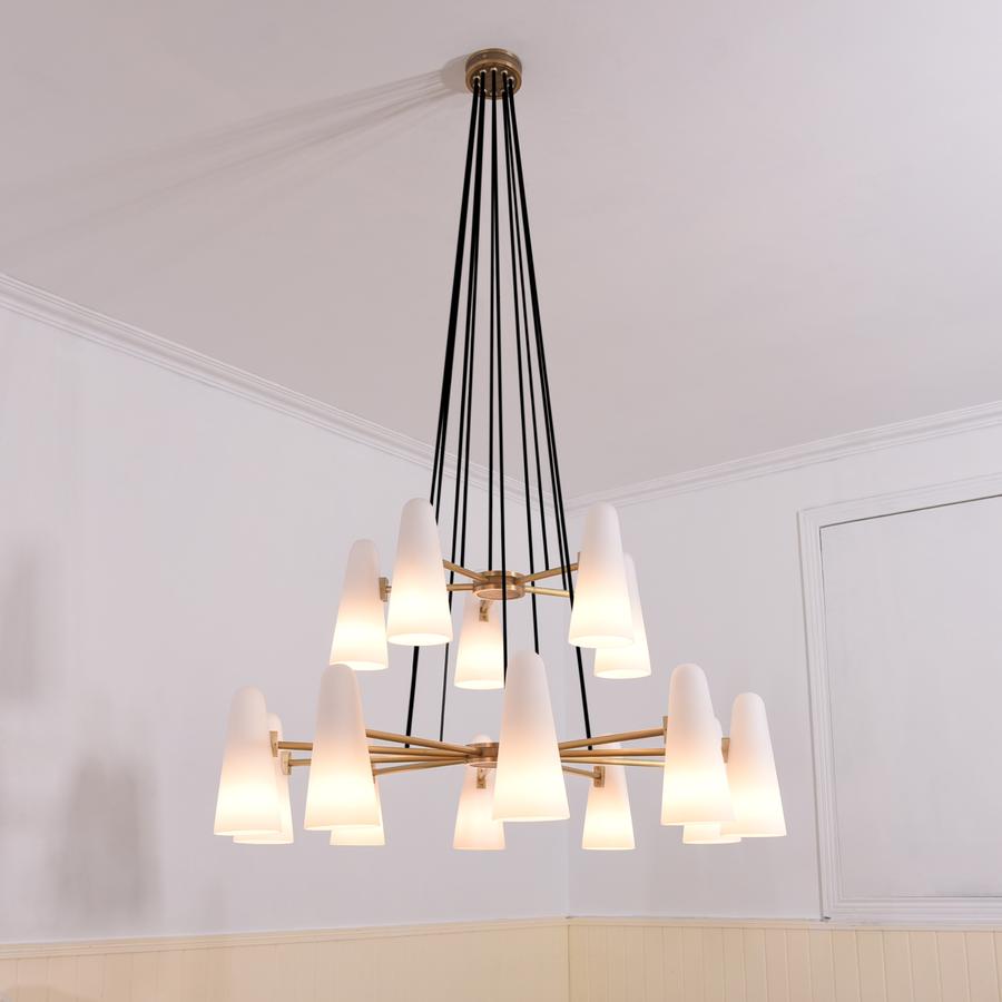 White Ceramics 2-Tier Round Chandelier 44