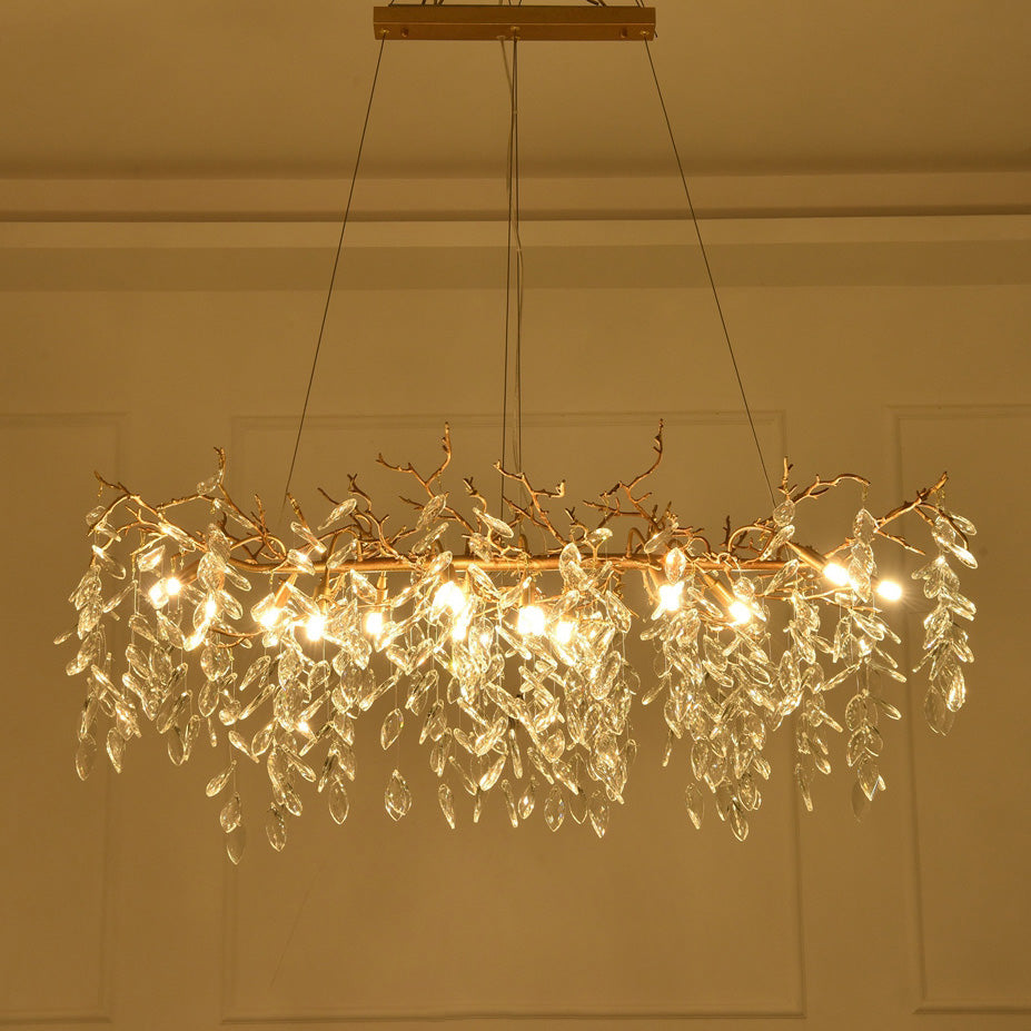 Drop shape Gold Clear Crystal Chandelier