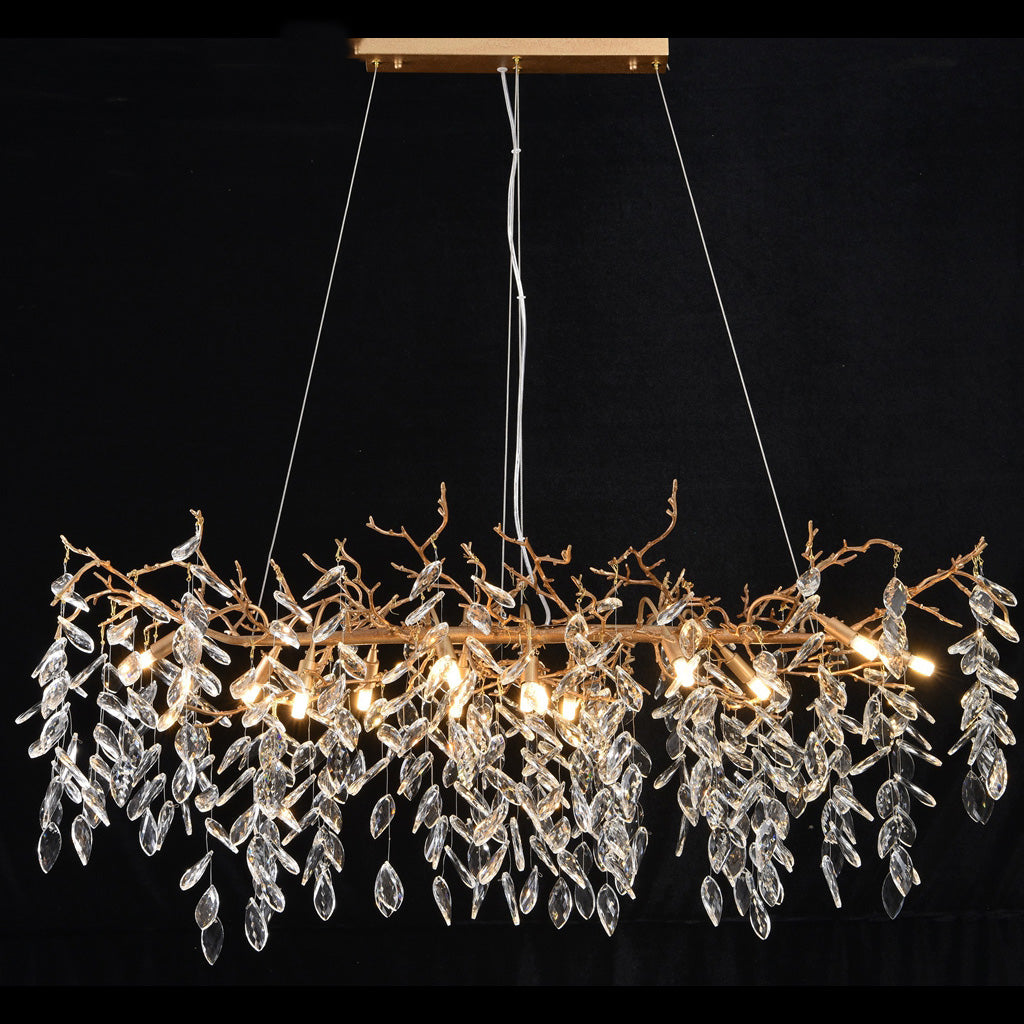 Drop shape Gold Clear Crystal Chandelier