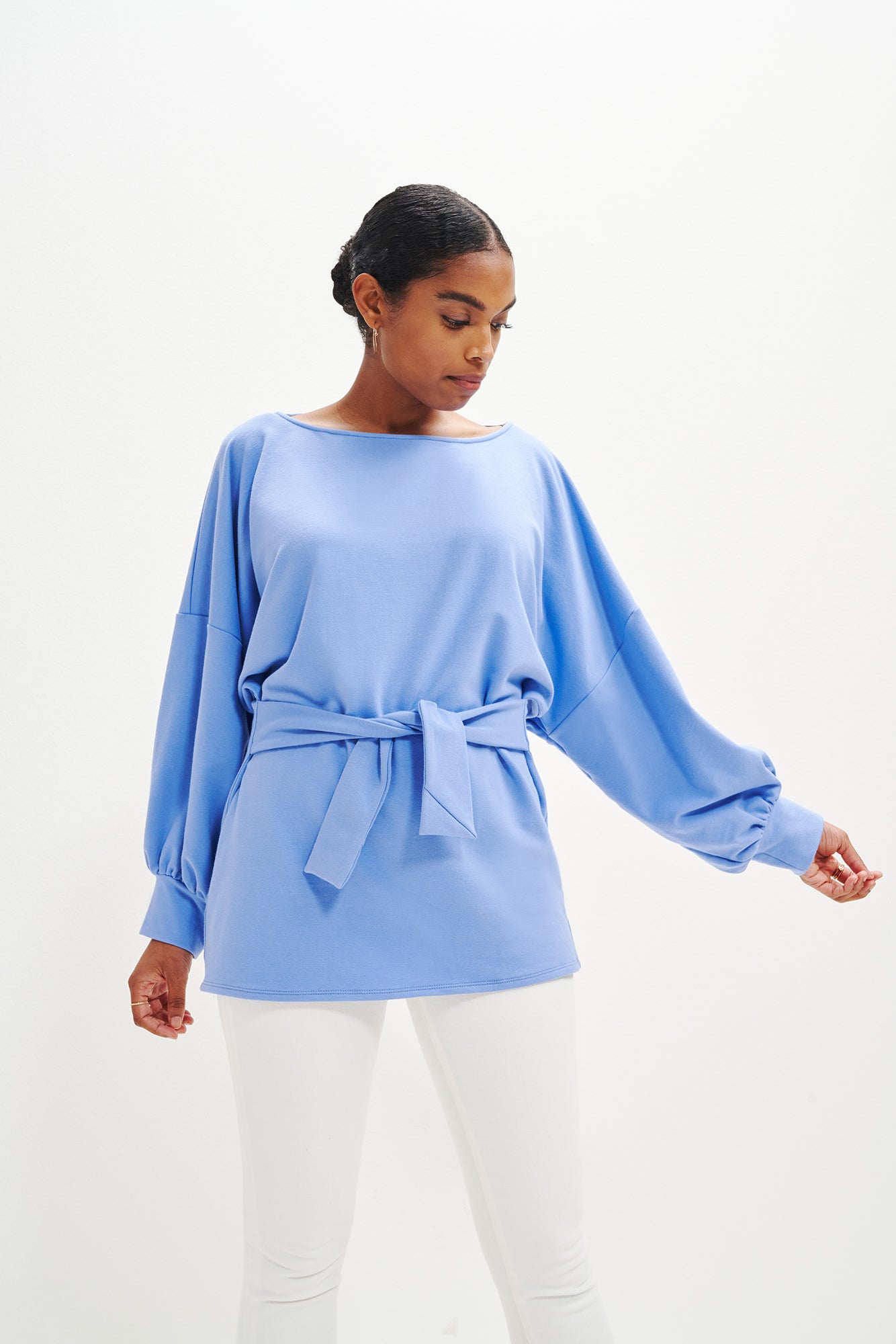 Fleur Reverie Terry Sweatshirt - Sky - ReAmour