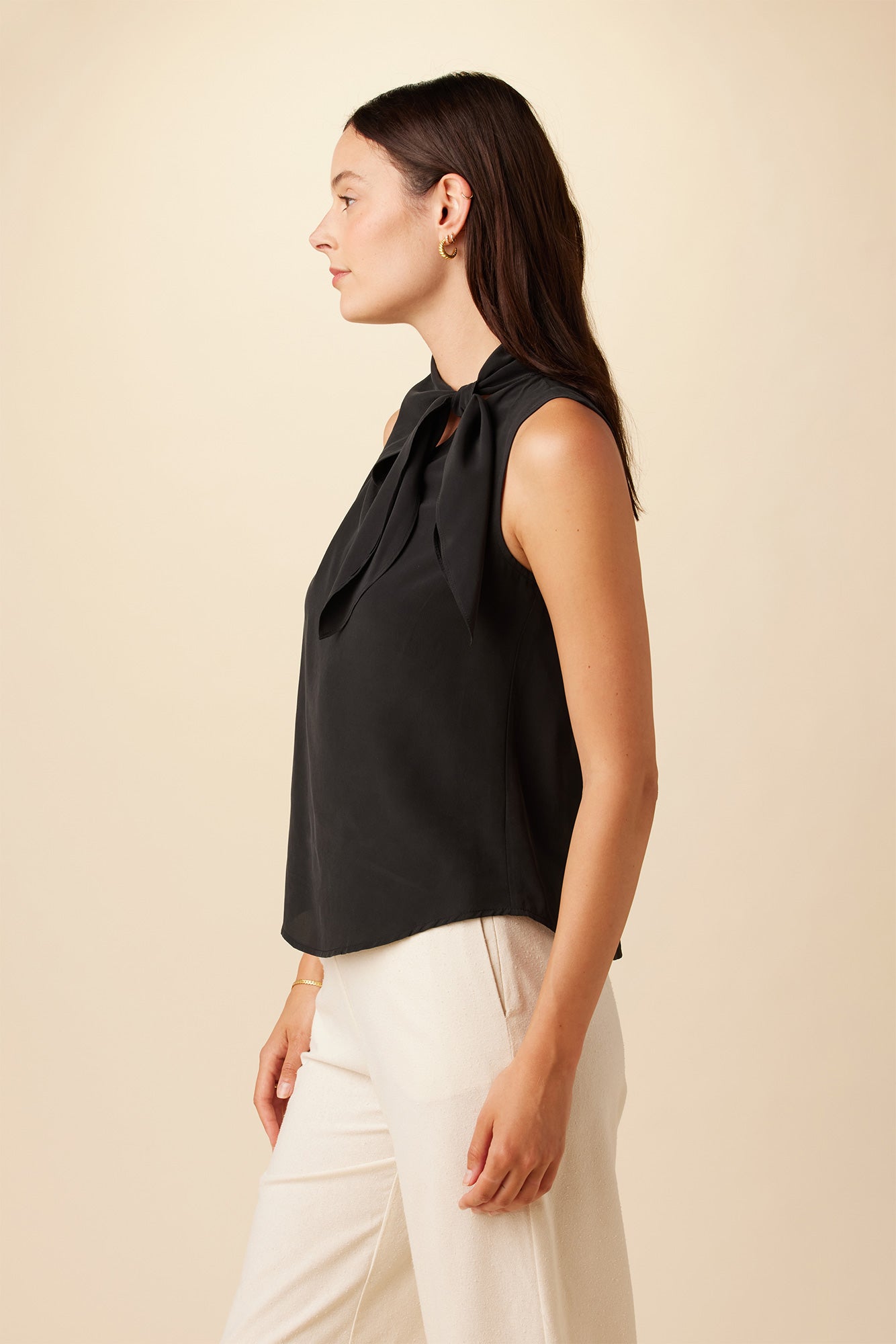 Leyna Washable Silk Blouse - Black - ReAmour