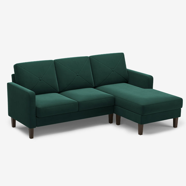 Belffin 3 Seats Sectional Velvet Sofa with Chaise